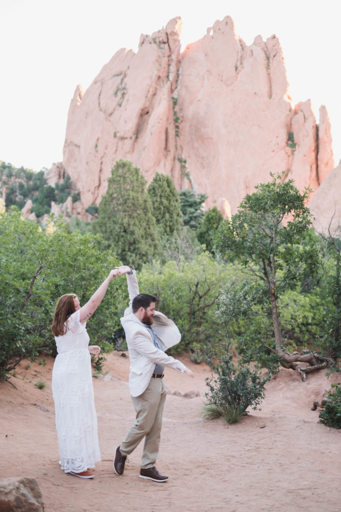 Couple dancing at Garden of the Gods in Colorado 